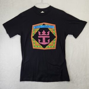 Vintage Royal Caribbean T-Shirt Mens XXL Black Neon Single Stitch Cruise Logo